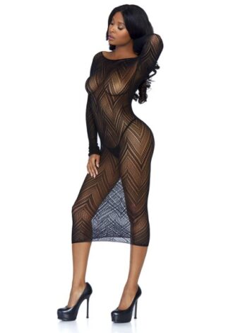 Langärmliges, figurbetontes Spitzenkleid