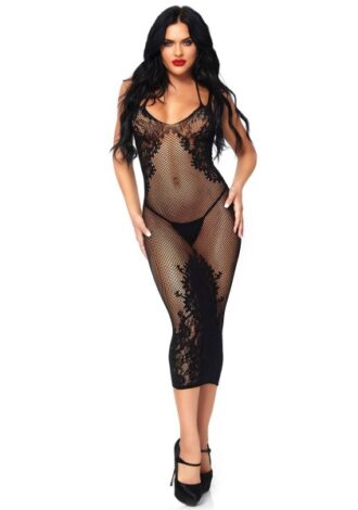 Nahtloses Netzkleid mit Spitze