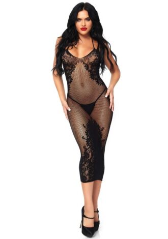 Nahtloses Kleid aus Netz und Spitze