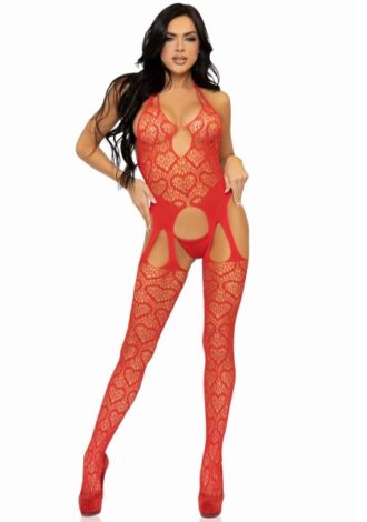 Straps-Bodystocking aus Herz-Netz