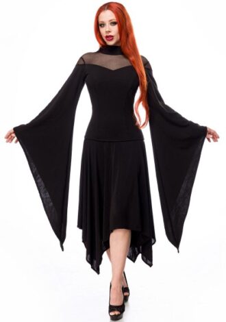 Hochgeschlossenes Kleid mit Flügelärmeln