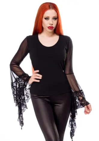 LANGARM SHIRT MIT SPITZE
