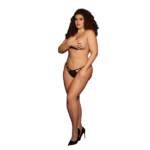 Julie - Elastic Mesh Thong with Open Crotch , Adjustable Sliders and Golden D...