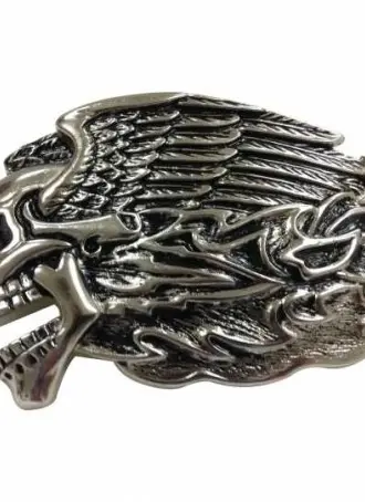 Gürtelschnalle Totenkopf in Flammen