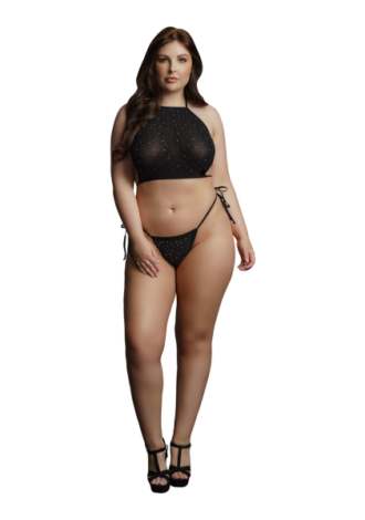 Festive Rhinestone Top and Thong – Plus Size