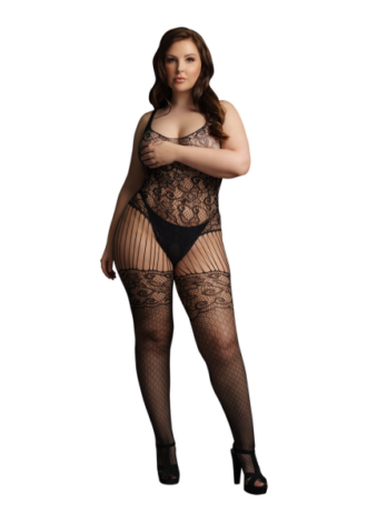 Lace and Fishnet Bodystocking – Plus Size