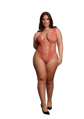 V-Neck Teddy with Opaque Panels – Queen Size