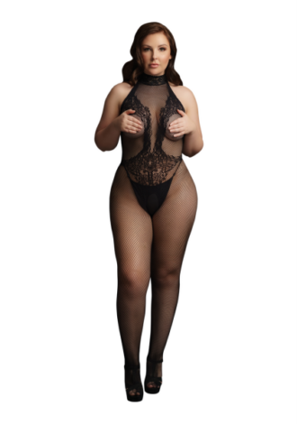 Fishnet and Lace Bodystocking – Plus Size