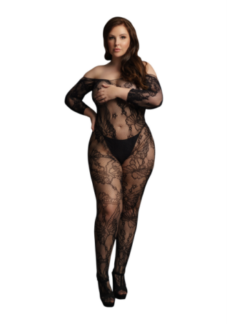 Lace Sleeved Bodystocking – Plus Size