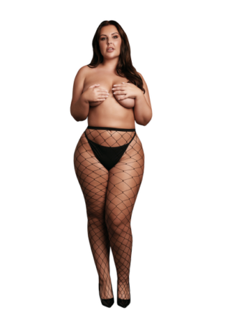 Fischnetz Pantyhose weite Maschen schwarz in Größen XS bis 4XL