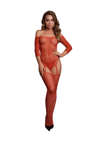 Schimmernder Bodystocking mit Off-Shoulder-Ausschnitt