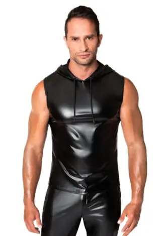 ärmelloses Kapuzenshirt in Wetlook-Optik