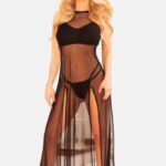 Schwarzes langes Nachtkleid