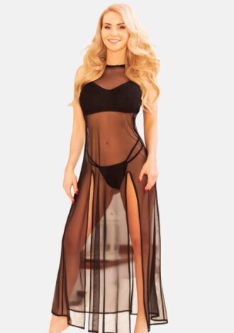 Schwarzes langes Nachtkleid
