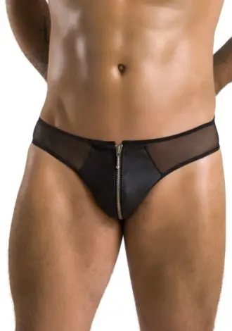 Kunstleder Slip mit Netz-Akzenten