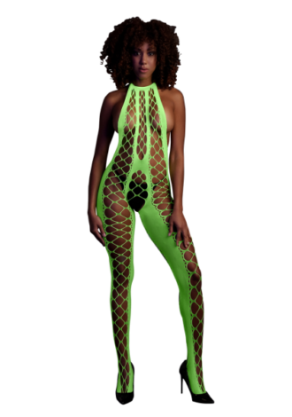 Bodystocking with Halterneck – One Size – Neon Green