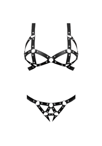 Concordia – Sexy Imitation Leather Bra and Panties with Studs – L/XL