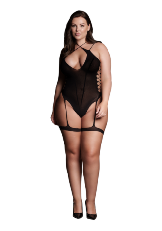 Metis XVI – Body with Garters and Crossed Neckline – Plus Size