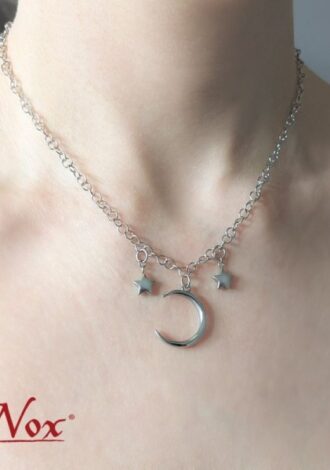Edelstahlkette – Mond und Sterne