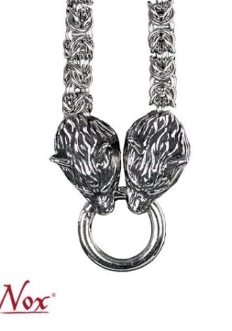 Edelstahlkette mit Wolfsköpfen
