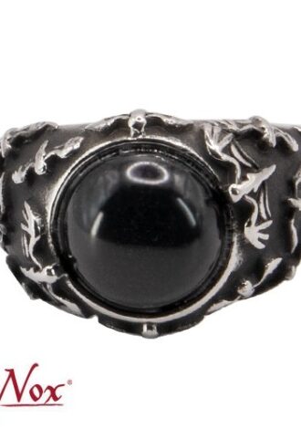 Edelstahlring ‚Black Bats‘ mit Stein