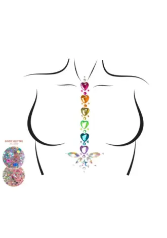 Körperschmuck – Regenbogenherzchen