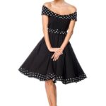 Schulterfreies Swing-Kleid mit Gürtel