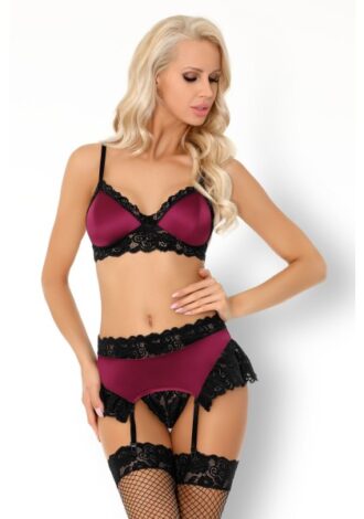 Dessous-Set Burgunder-Schwarz