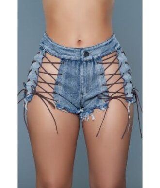 Denim-Shorts mit auffälligen Cuts
