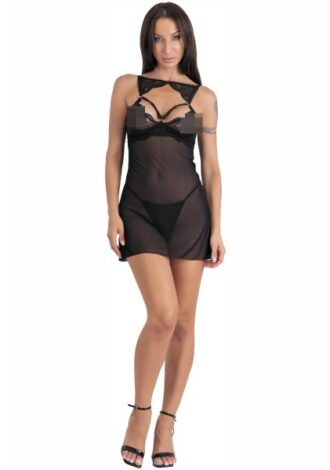 Chemise mit Riemendetail schwarz