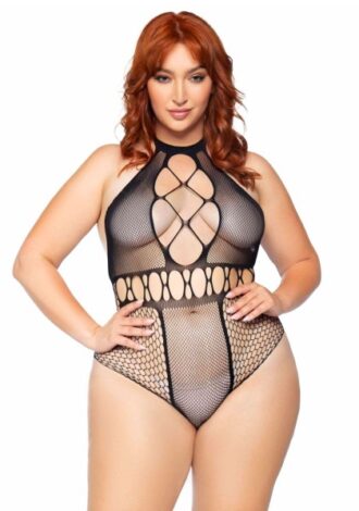 Nahtloser Body mit geometrischen Öffnungen – QueenSize