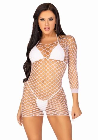 Minikleid aus grobem Netzmaterial
