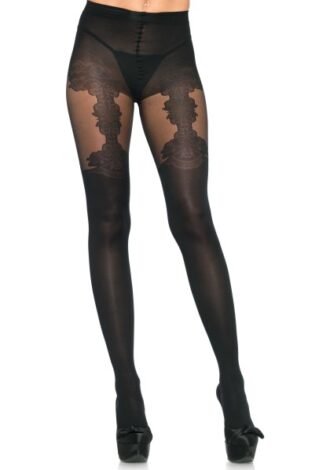 Strumpfhose in Strapsoptik mit Blumenmuster