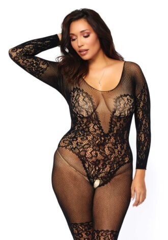 Bodystocking mit Spitzendetails ouvert – QueenSize