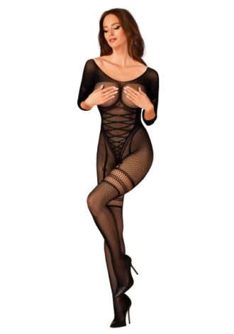 Ärmelloser Bodystocking aus elastischen Materialien schwarz