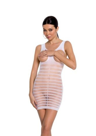 Netzkleid mit offenen Brüsten – weiß