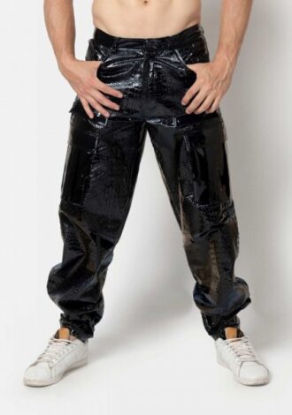 Schwarze Lack-Jogger