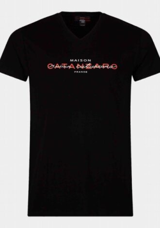 Schwarzes T-Shirt mit Schriftzug