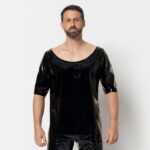LackShirt mit weitem Kragen