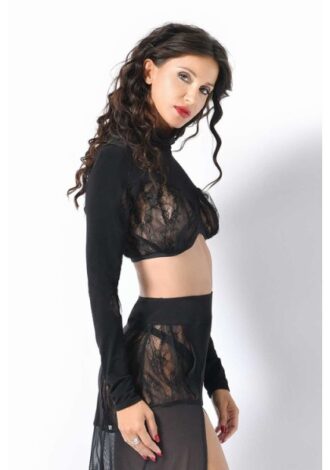 Halbtransparentes Top mit Spitze