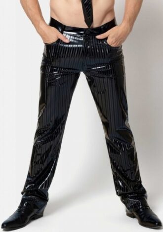 Gestreifte Lack-Hose