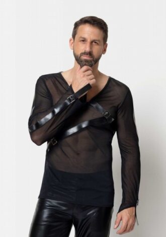 Mesh Shirt mit Gurt-Akzenten