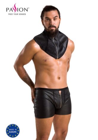 Set mit Kragen und Shorts mit Reißverschlüssen für Ihn – schwarz