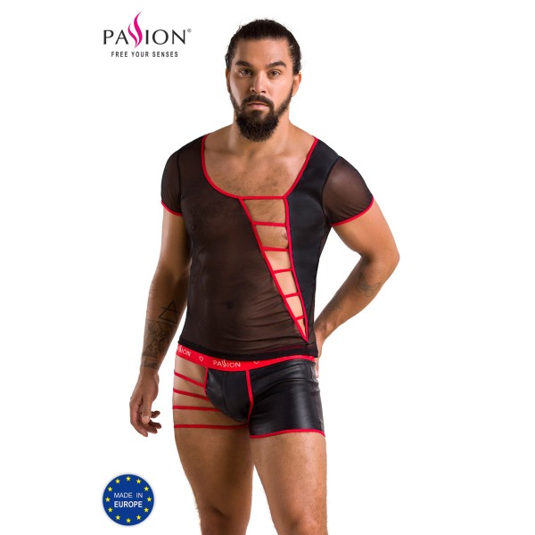 Netz-Set mit roten Details und Riemen - für Ihn