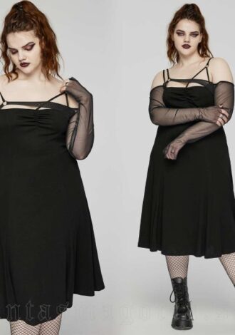 langärmliges Midikleid mit schulterfreiem Ausschnitt