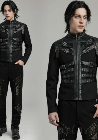 Jacke mit Kunstlederriemen