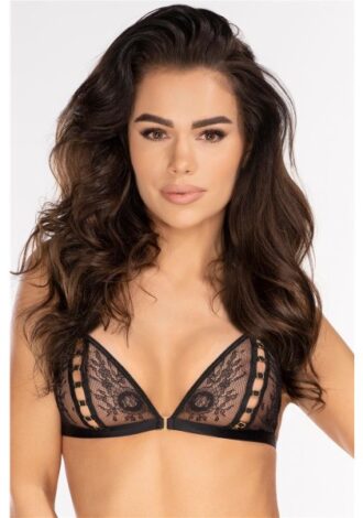 Bralette aus Blütenspitze – schwarz