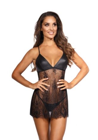 Babydoll mit kreuzenden Trägern schwarz